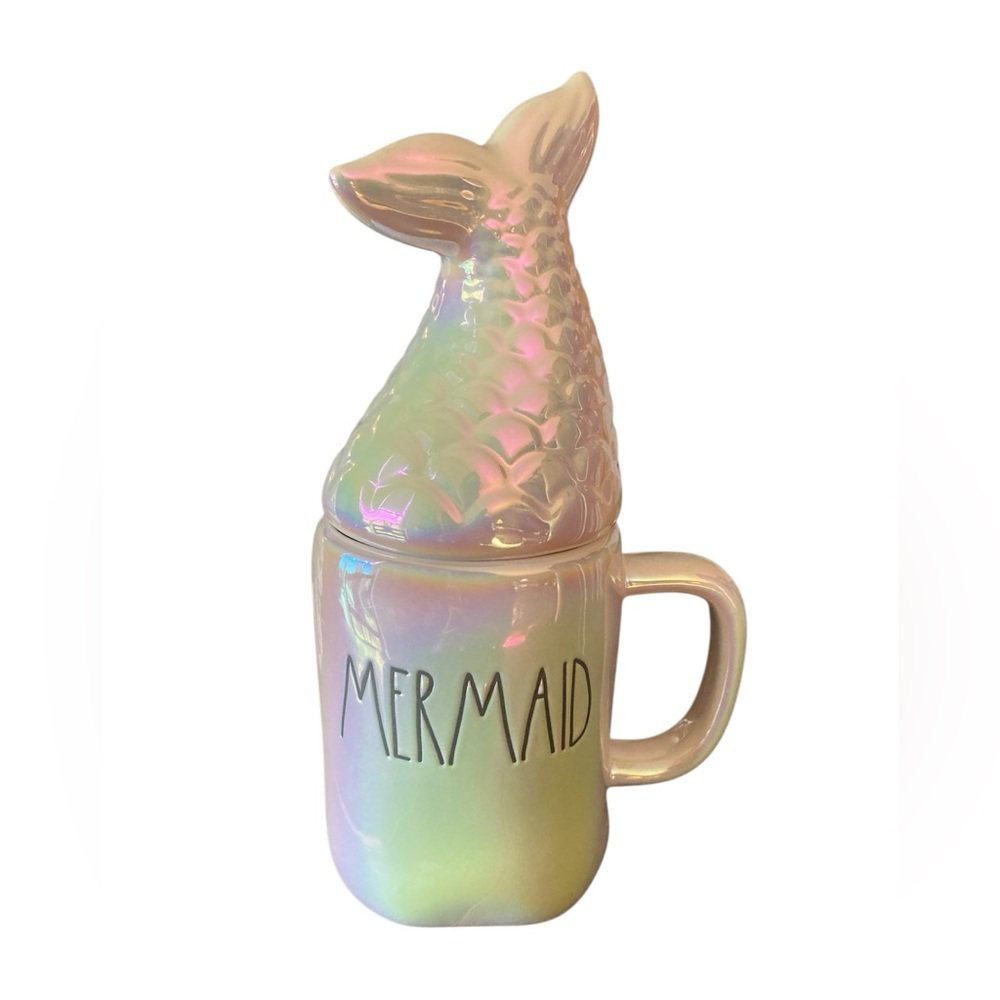 NWOT Rae Dunn Mermaid mug and lid set iridescent